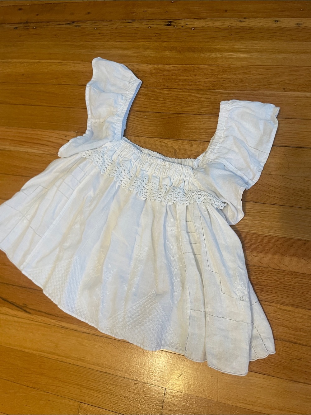 Handmade Top With White Embroidered Fabric